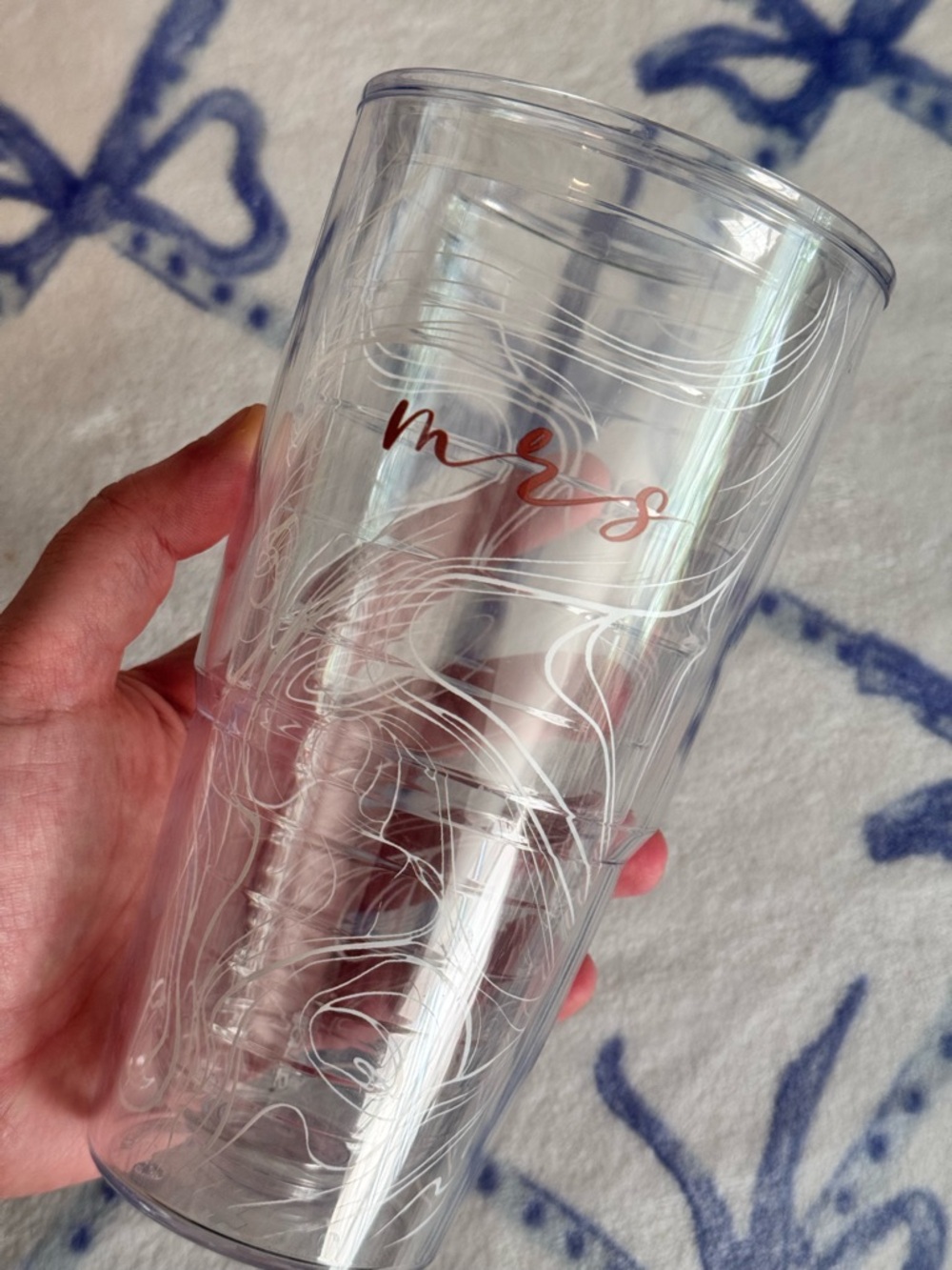 🌟 tervis Tumbler with White Swirl and Rose Gold 'mrs' - Includes White Lid